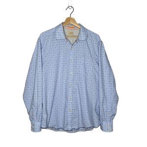 Tommy Bahama Jeans Men's Shirt Blue Orange dotted Long Sleeve Size L
